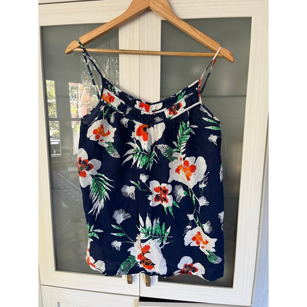 Patagonia W's Sedum Cami Navy Blue Tropical Floral Organic Cotton Cami
